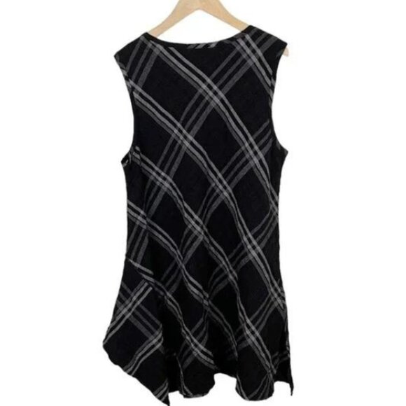 Soft Surroundings Women's Black/Grey Plaid Handkerchief Hem Tunic, Size Medium - Picture 5 of 9